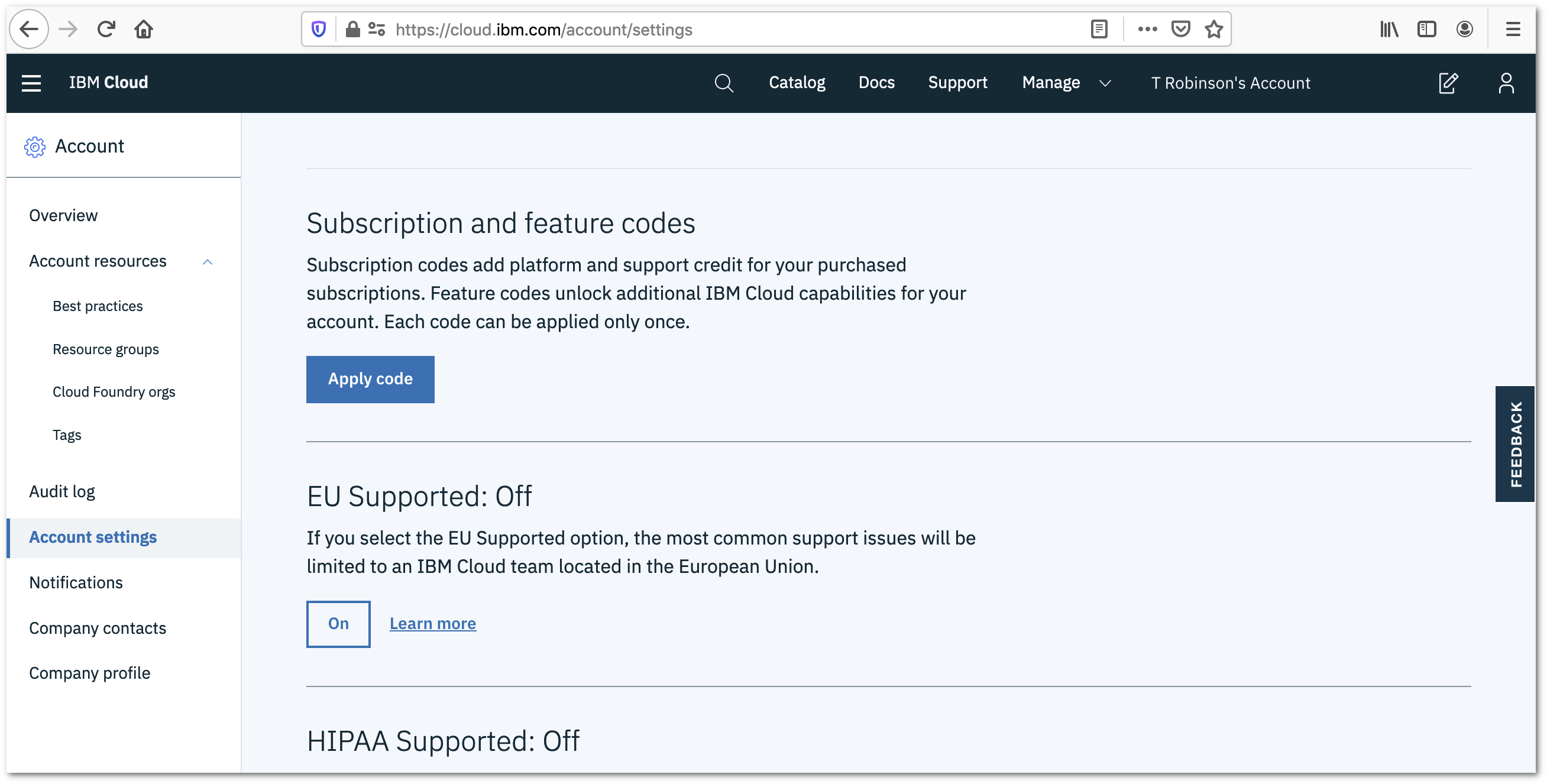Apply Feature Code
